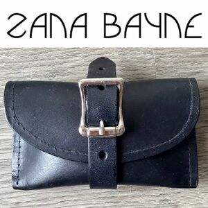 ZANA BAYNE Black Leather Wallet Mini Silver Studded Small Coin Pouch Card Case